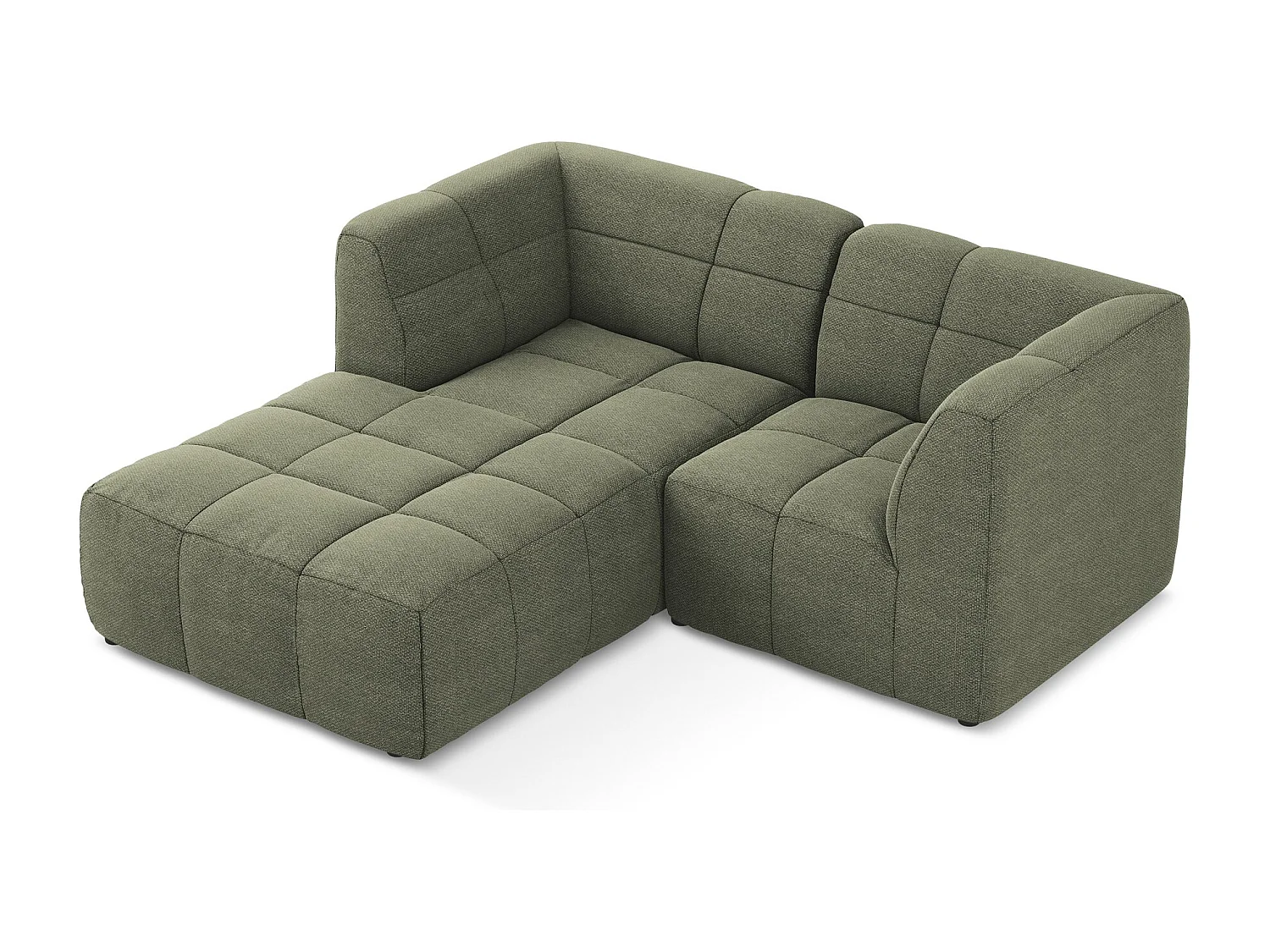 Narożnik lewostronny - z tkaniny bouclé - oliwkowy - ALOHA