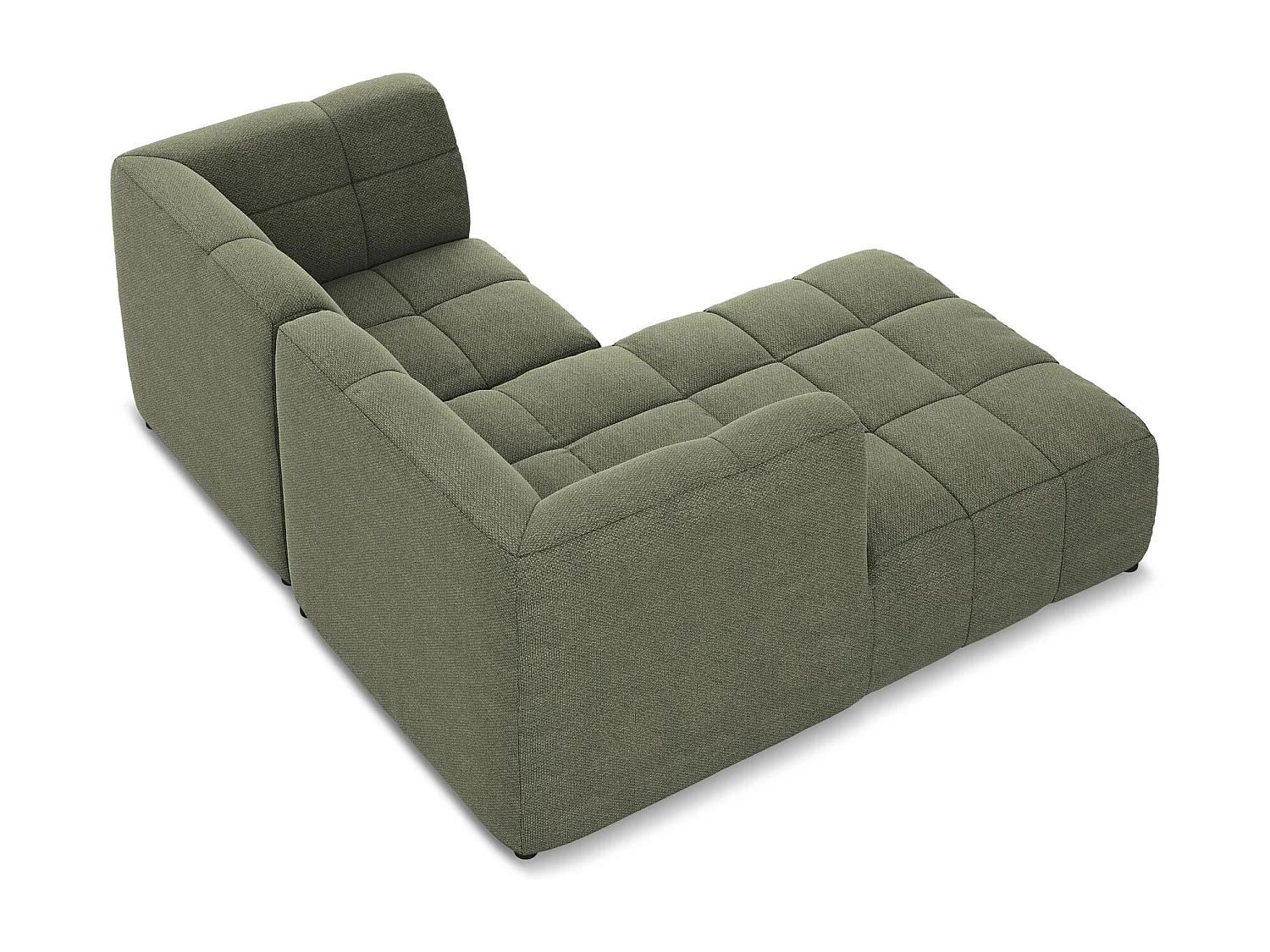 Narożnik lewostronny - z tkaniny bouclé - oliwkowy - ALOHA