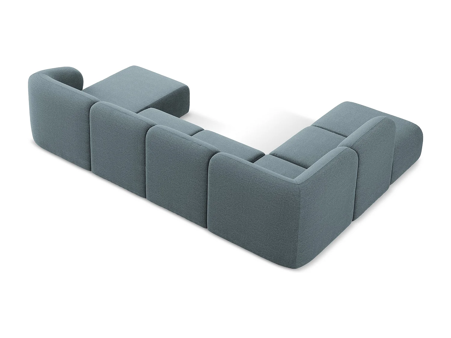 Canapé panoramique 5 places gauche en tissu bouclette - jeans - LANI