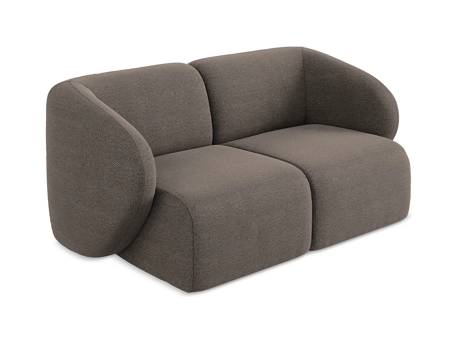 Tweezits modulaire bank van chocolade bouclé - LANI