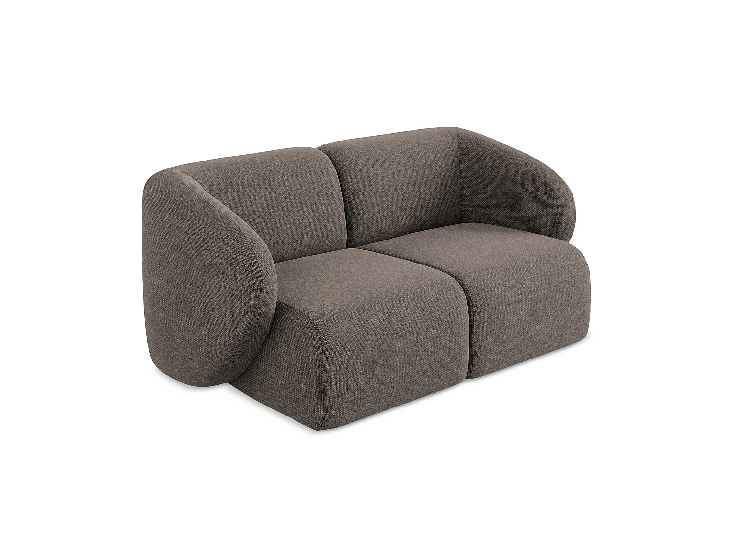 Modułowa sofa 2-osobowa - z tkaniny bouclé - czekoladowy - CERVO
