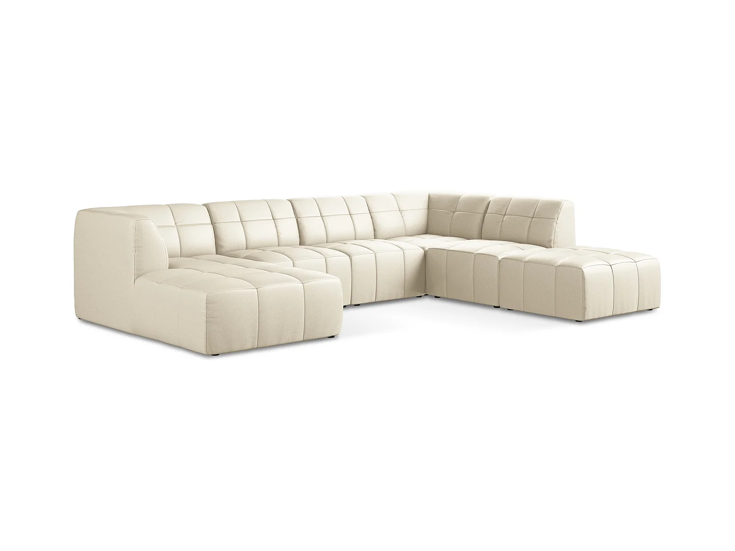 Panoramische hoekbank van lichtbeige kunstleer - ALOHA