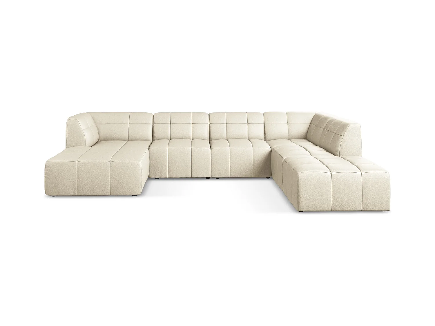 Panoramische hoekbank van lichtbeige kunstleer - ALOHA