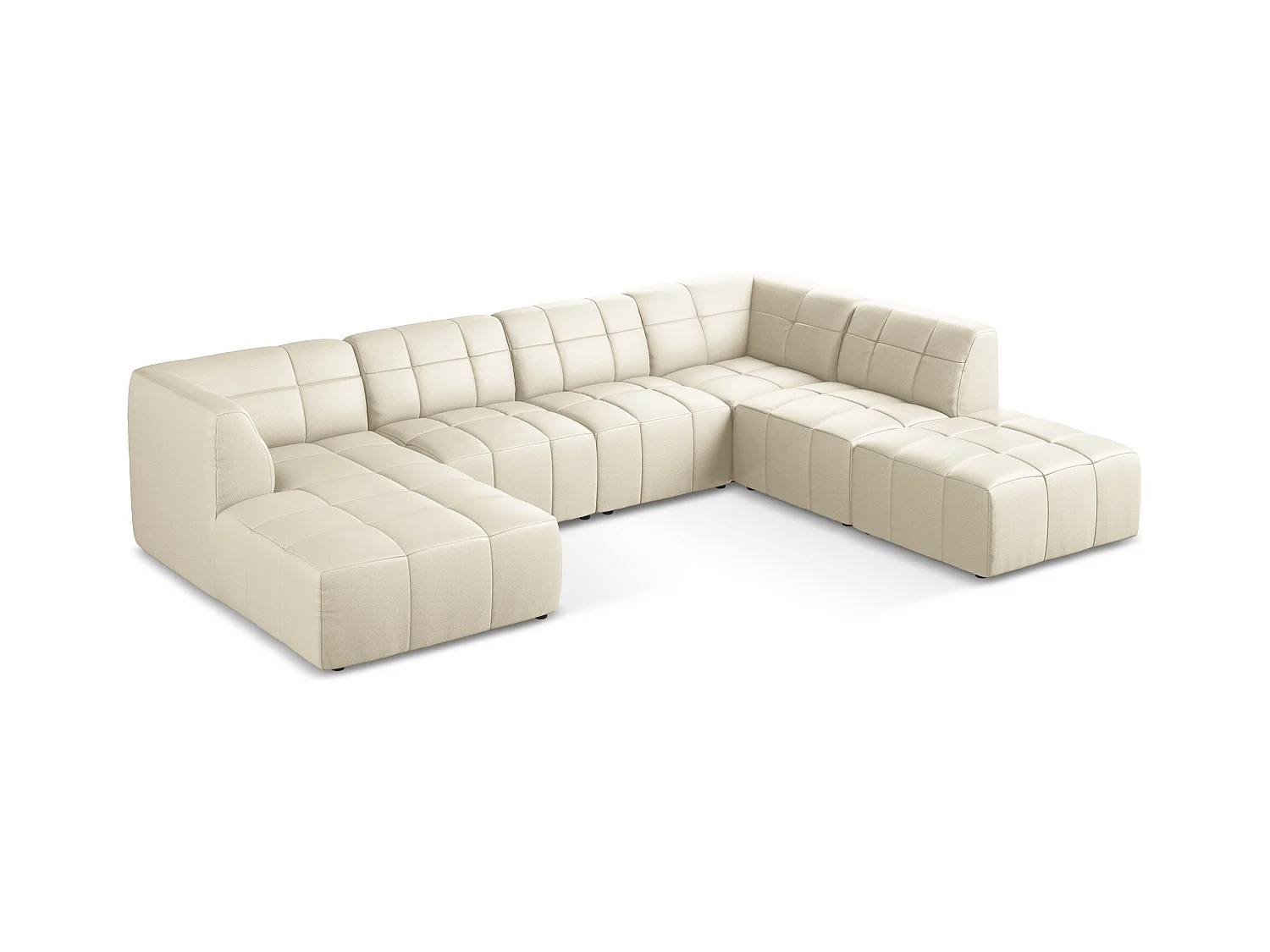 Panoramische hoekbank van lichtbeige kunstleer - ALOHA