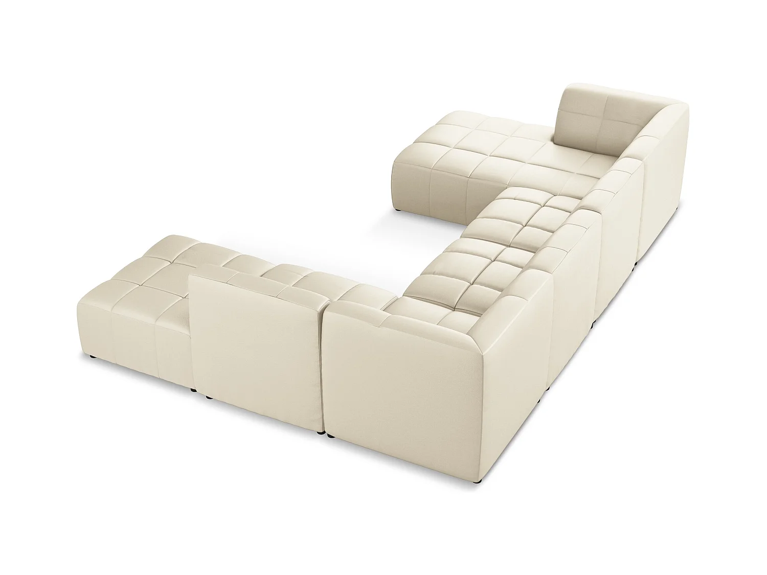 Panoramische hoekbank van lichtbeige kunstleer - ALOHA