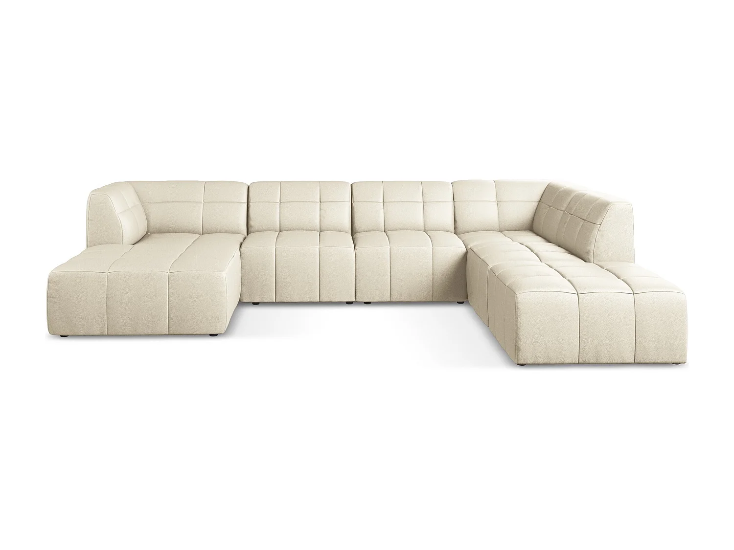 Panoramische hoekbank van lichtbeige kunstleer - ALOHA