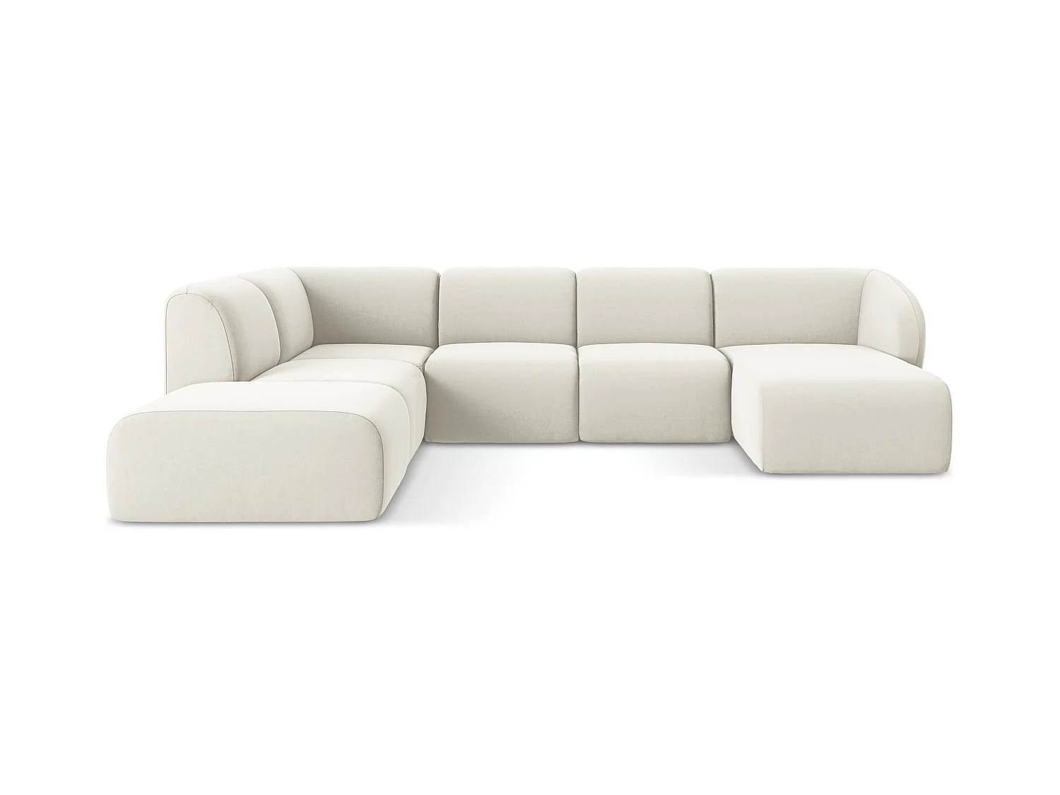 Große Wohnlandschaft Links - - Samt - Hell beige - LANI