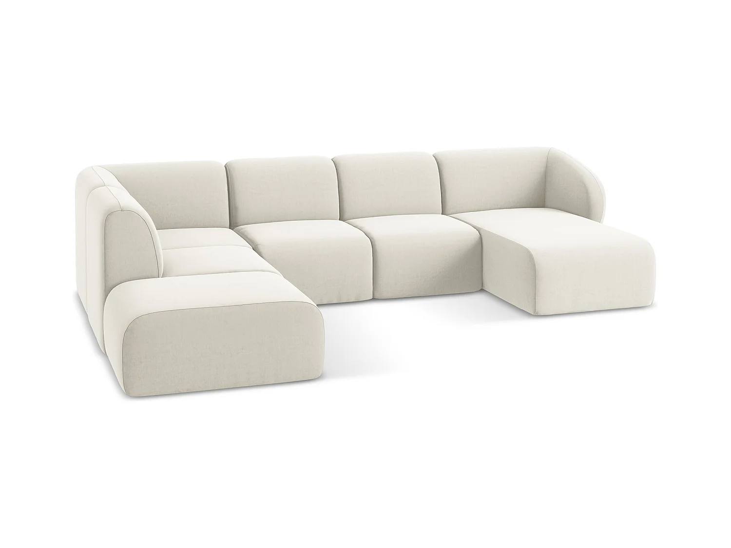 Große Wohnlandschaft Links - - Samt - Hell beige - LANI