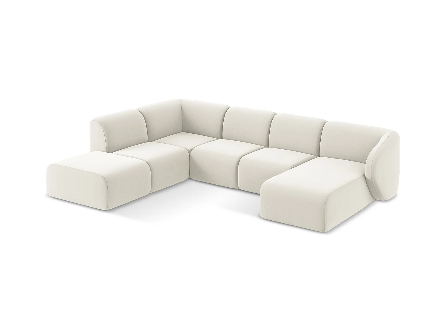 Große Wohnlandschaft Links - - Samt - Hell beige - LANI