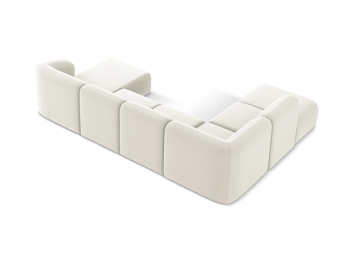 Große Wohnlandschaft Links - - Samt - Hell beige - LANI