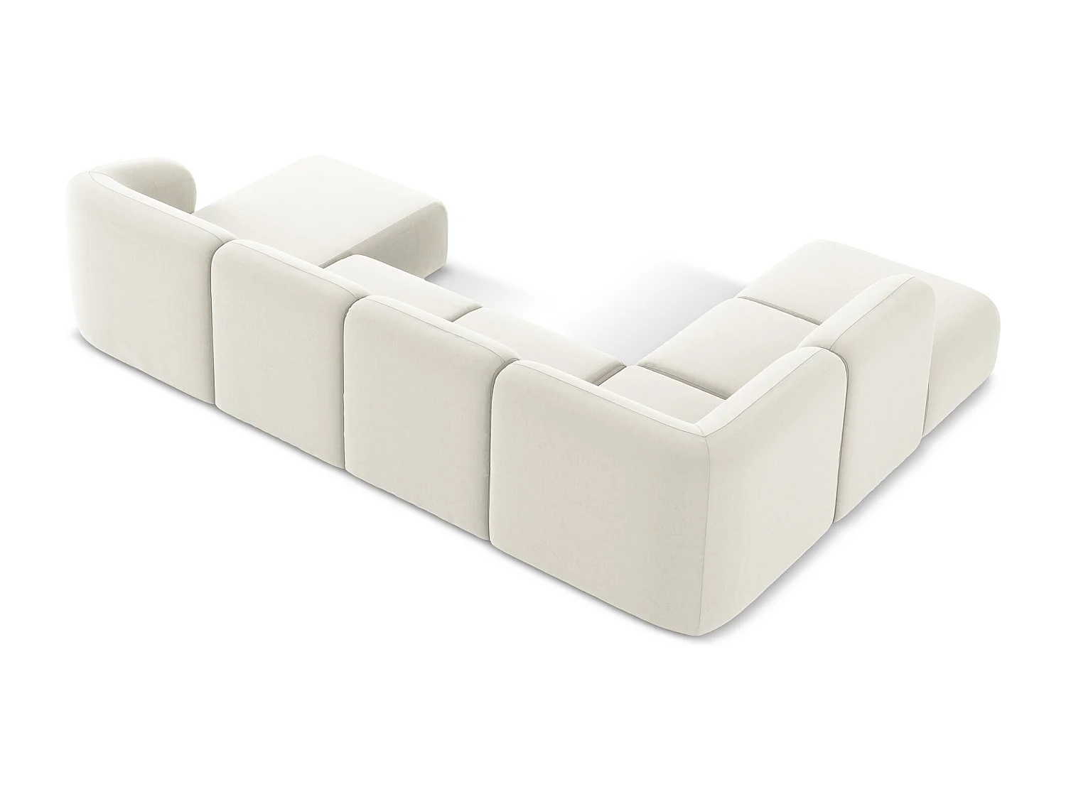 Canapé panoramique 5 places gauche en velours - beige clair - LANI