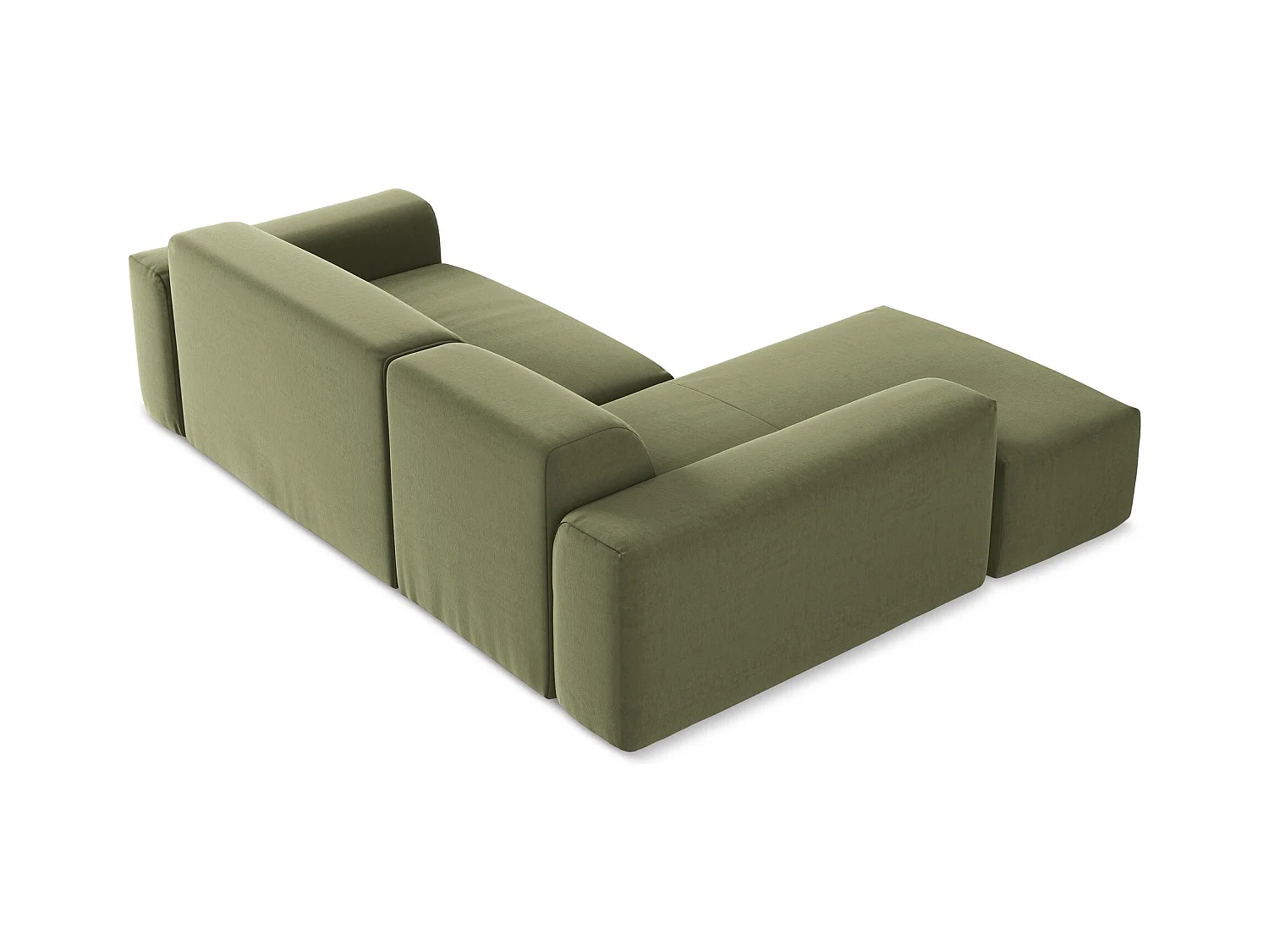 Modulaire hoekbank links van olijfgroen velours - KELI