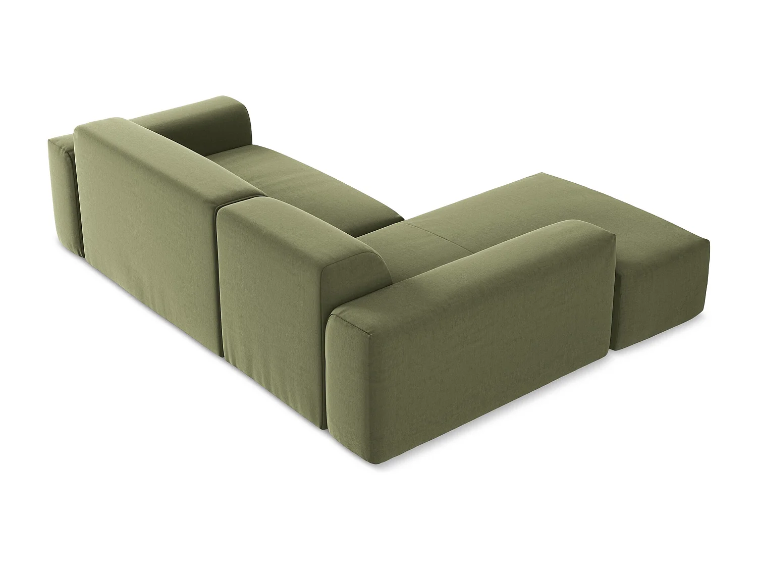 Canapé d'angle 3 places modulaire gauche en velours - olive - KELI