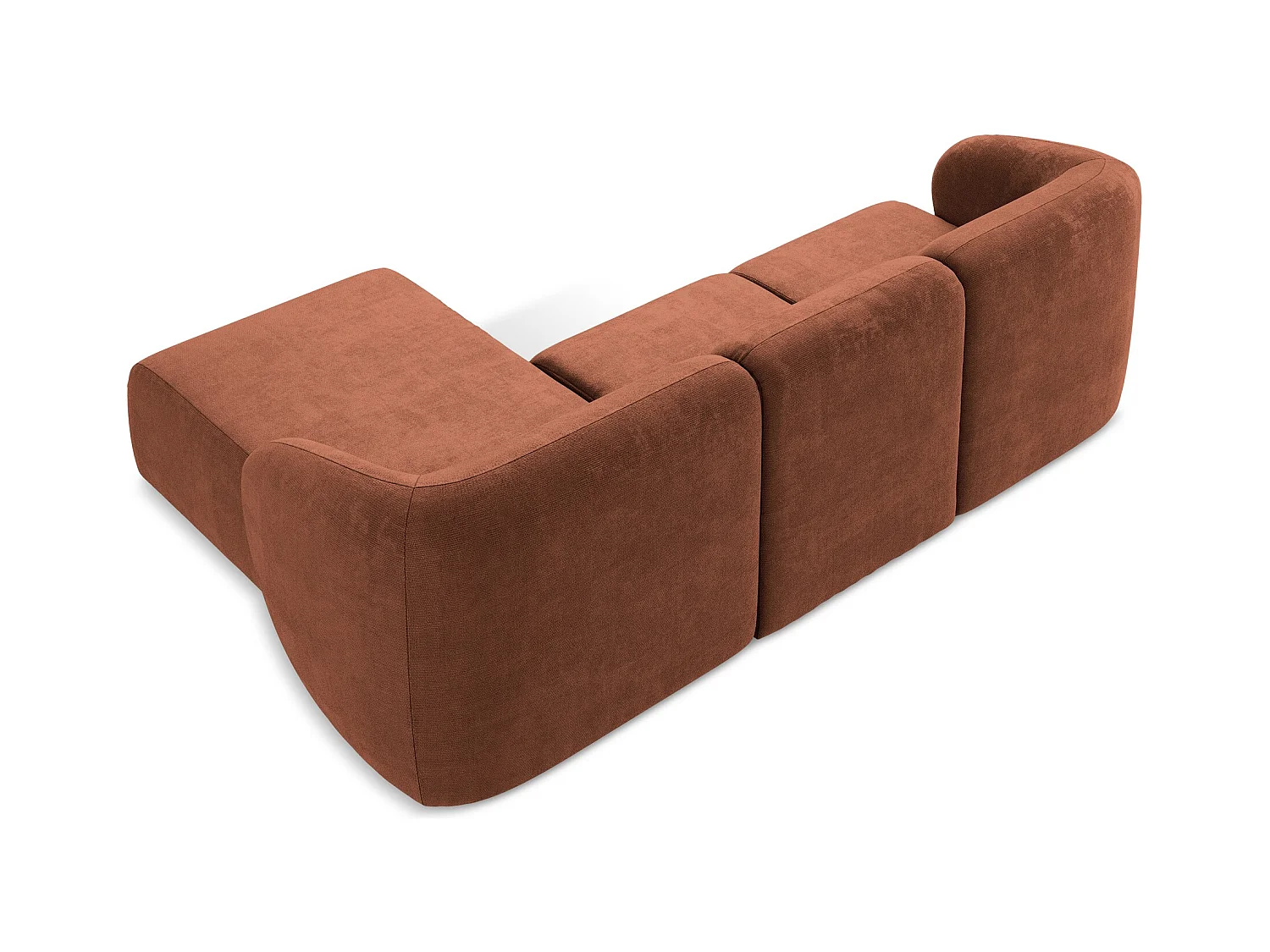 Modulaire hoekbank rechts van terracotta chenille stof - LANI