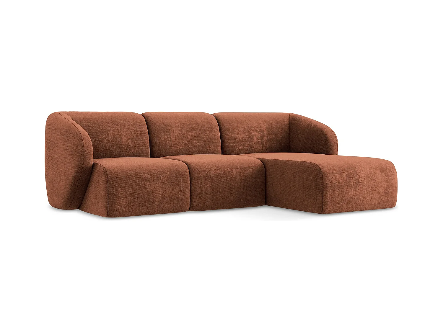 3-Sitzer Modulares Ecksofa - Ecke Rechts - Chenille - Terrakotta - LANI