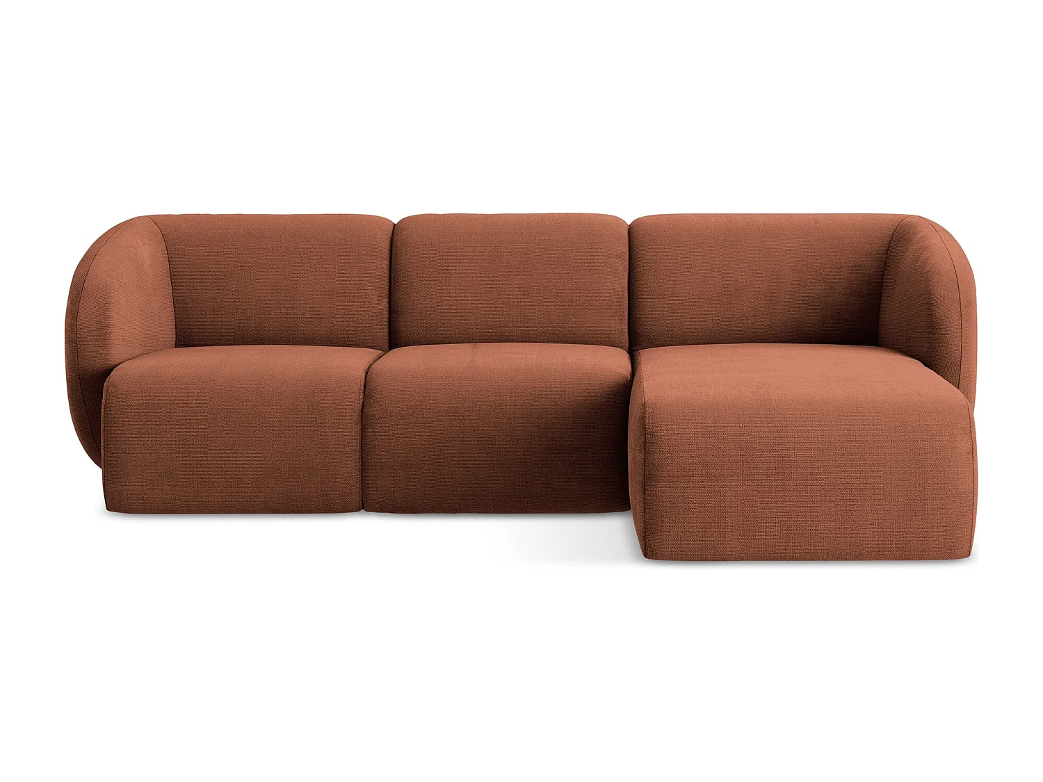 3-Sitzer Modulares Ecksofa - Ecke Rechts - Chenille - Terrakotta - LANI