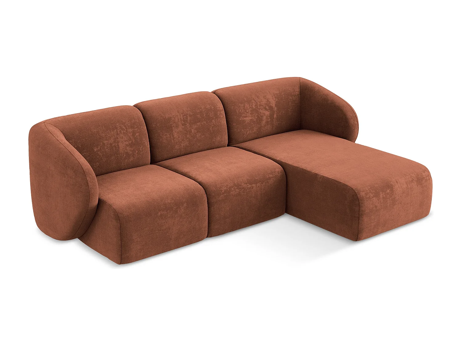 3-Sitzer Modulares Ecksofa - Ecke Rechts - Chenille - Terrakotta - LANI