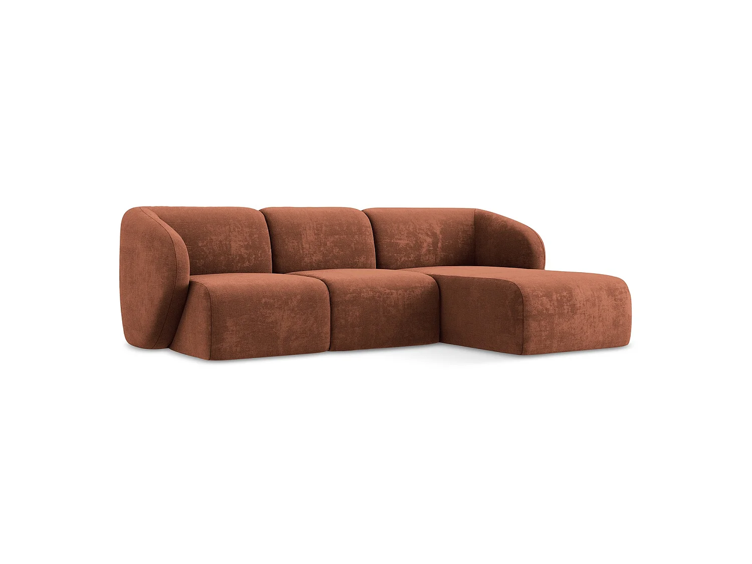 Modulaire hoekbank rechts van terracotta chenille stof - CERVO