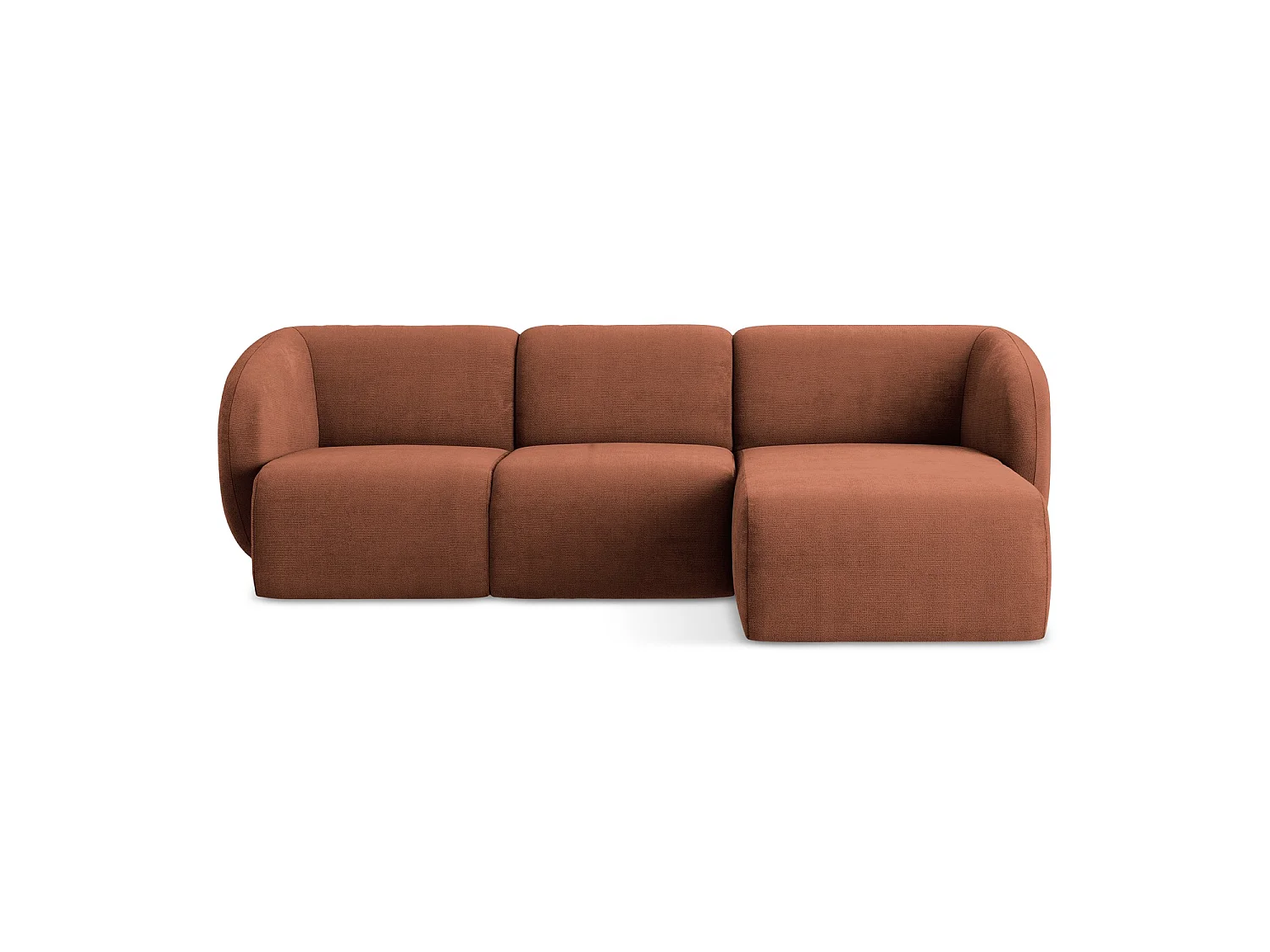 Modulaire hoekbank rechts van terracotta chenille stof - CERVO