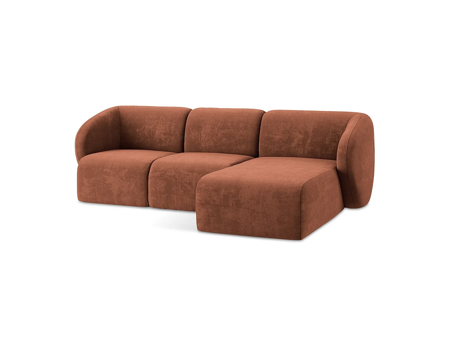 Modulaire hoekbank rechts van terracotta chenille stof - CERVO