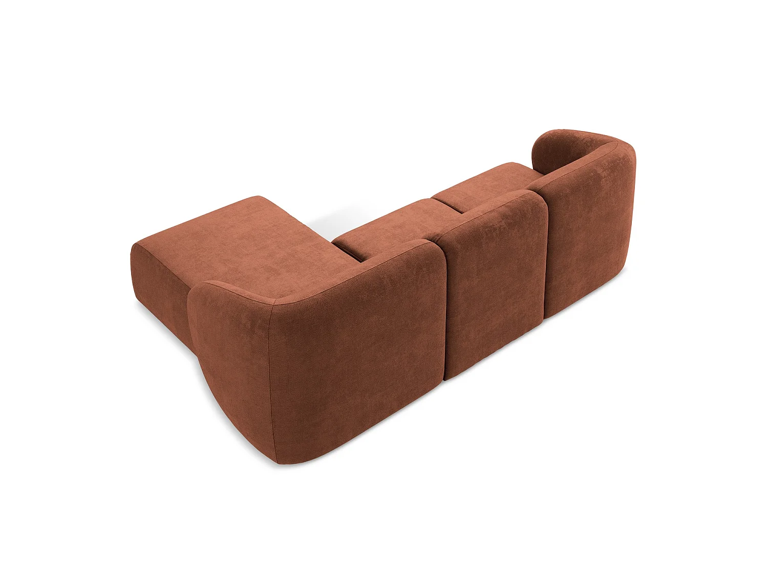 Modulaire hoekbank rechts van terracotta chenille stof - CERVO