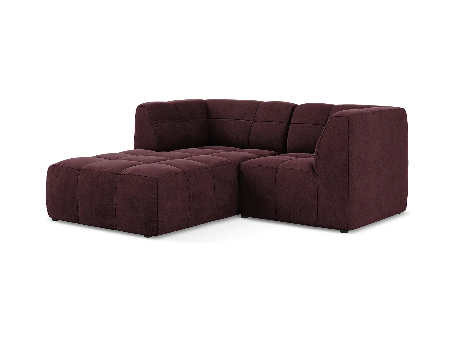 Modulaire hoekbank links van bourgondië velours - ALOHA