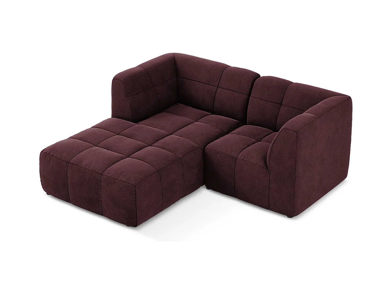 Modulaire hoekbank links van bourgondië velours - ALOHA