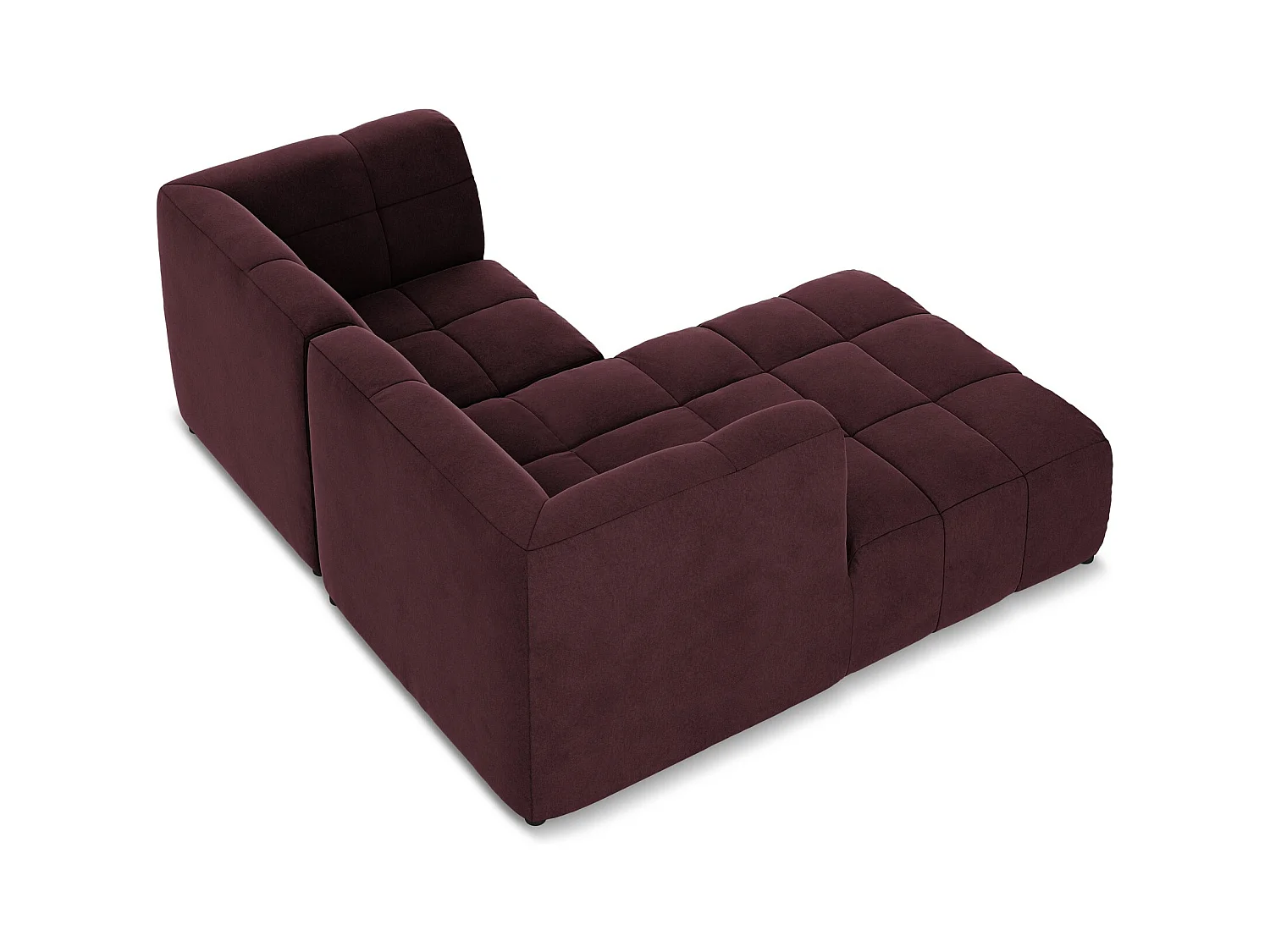 Modulaire hoekbank links van bourgondië velours - ALOHA