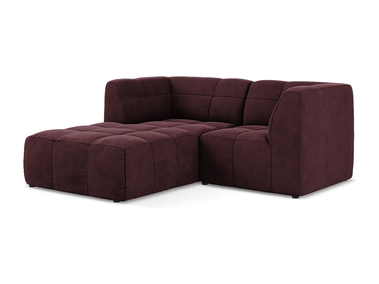 2,5-Sitzer Modulares Ecksofa - Ecke Links - Samt - Burgund - ALOHA