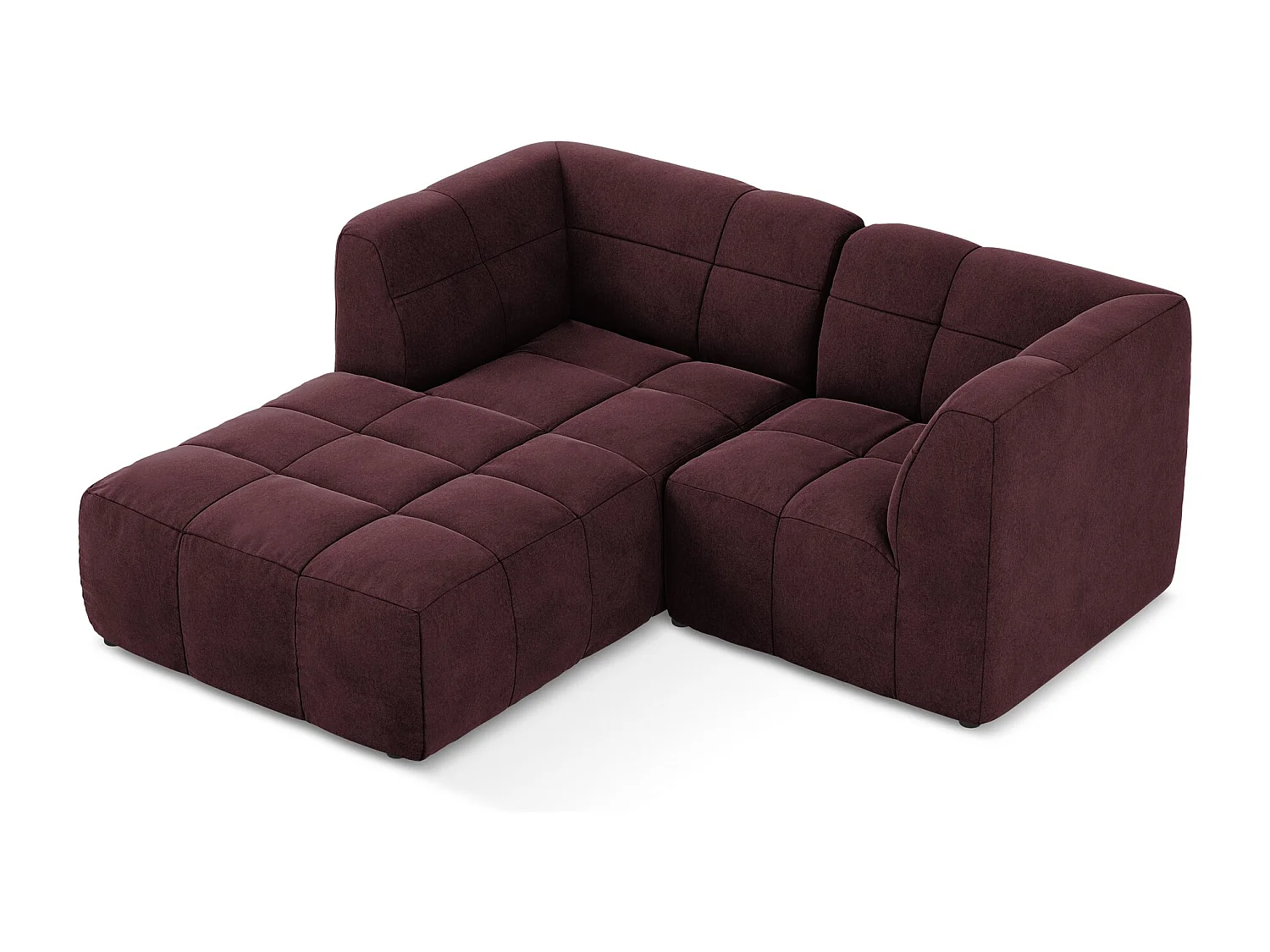 2,5-Sitzer Modulares Ecksofa - Ecke Links - Samt - Burgund - ALOHA