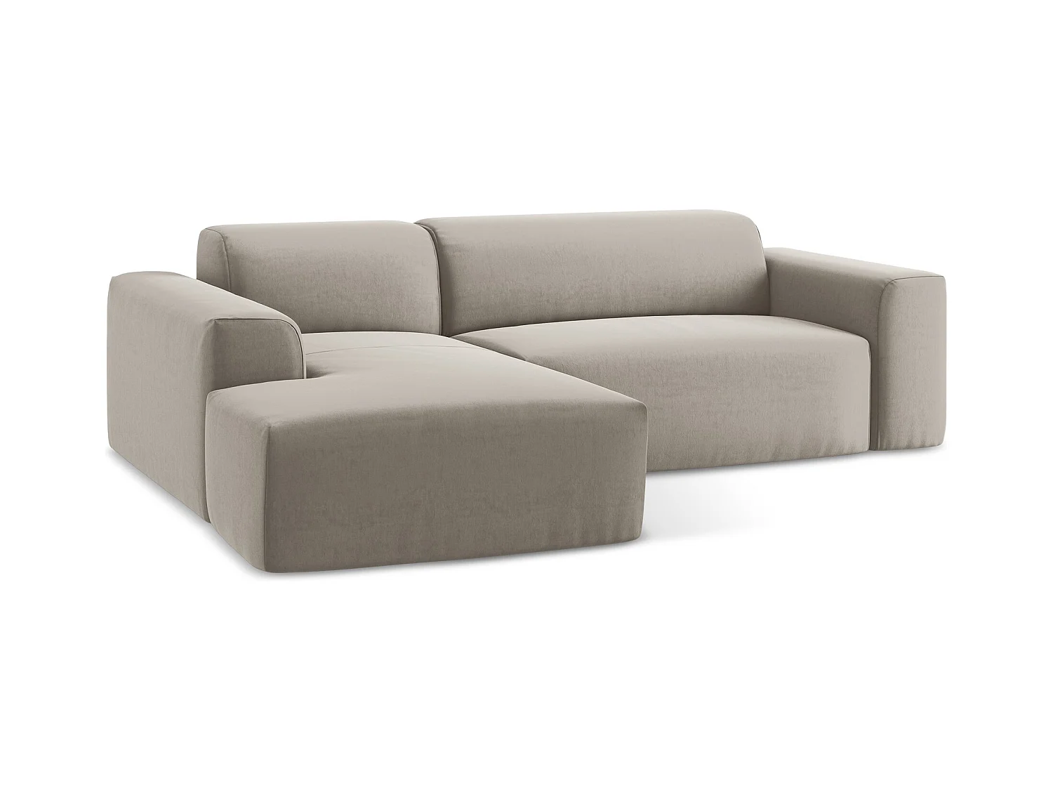 3-Sitzer Modulares Ecksofa - Ecke Links - Samt - Taupe - KELI