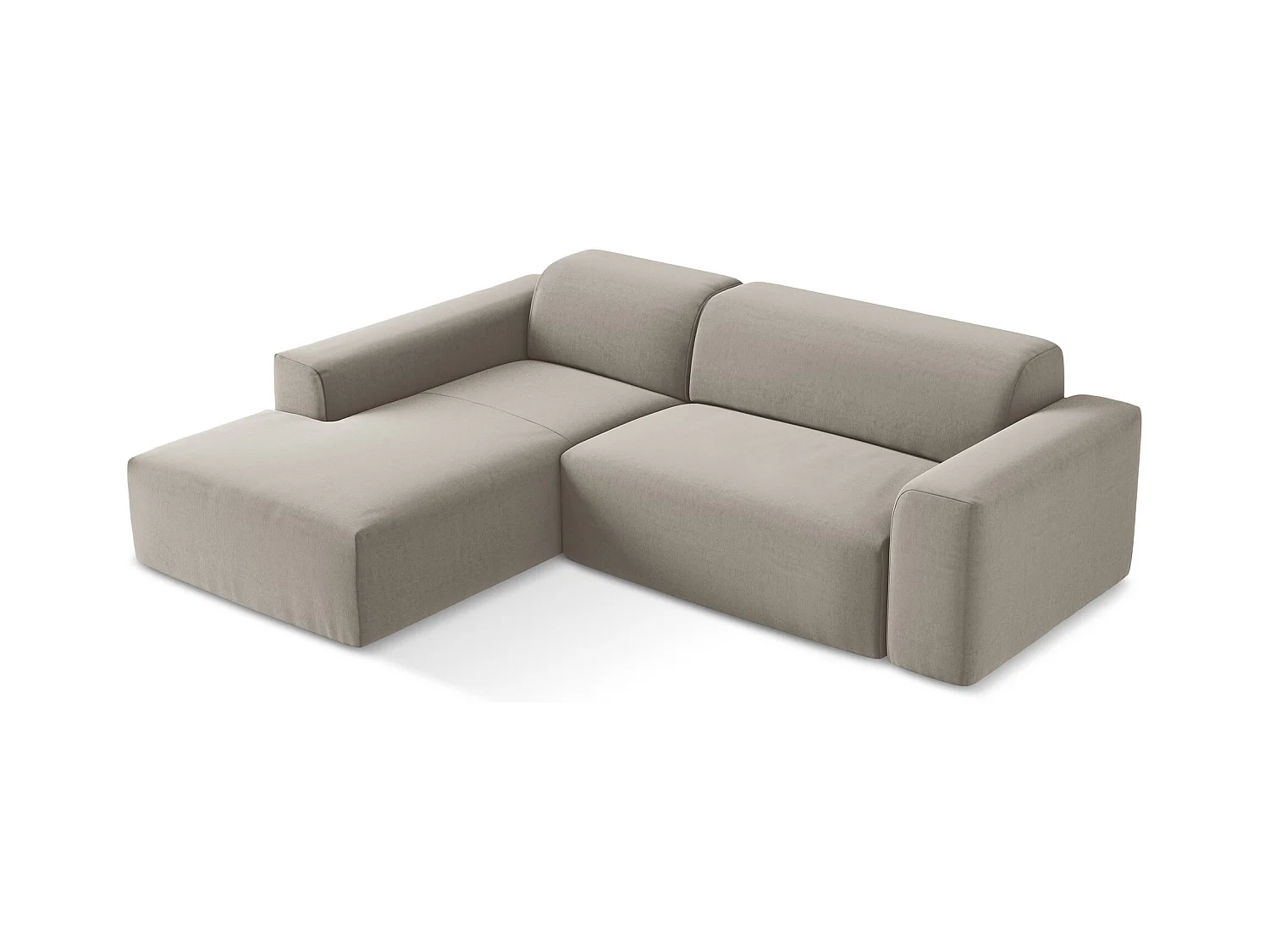 3-Sitzer Modulares Ecksofa - Ecke Links - Samt - Taupe - KELI