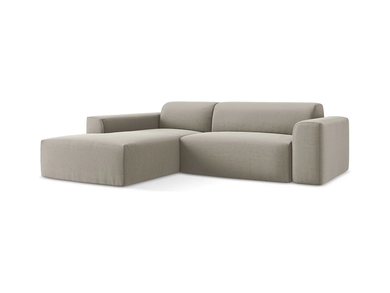 Canapé d'angle 3 places modulaire gauche en velours - taupe - KELI