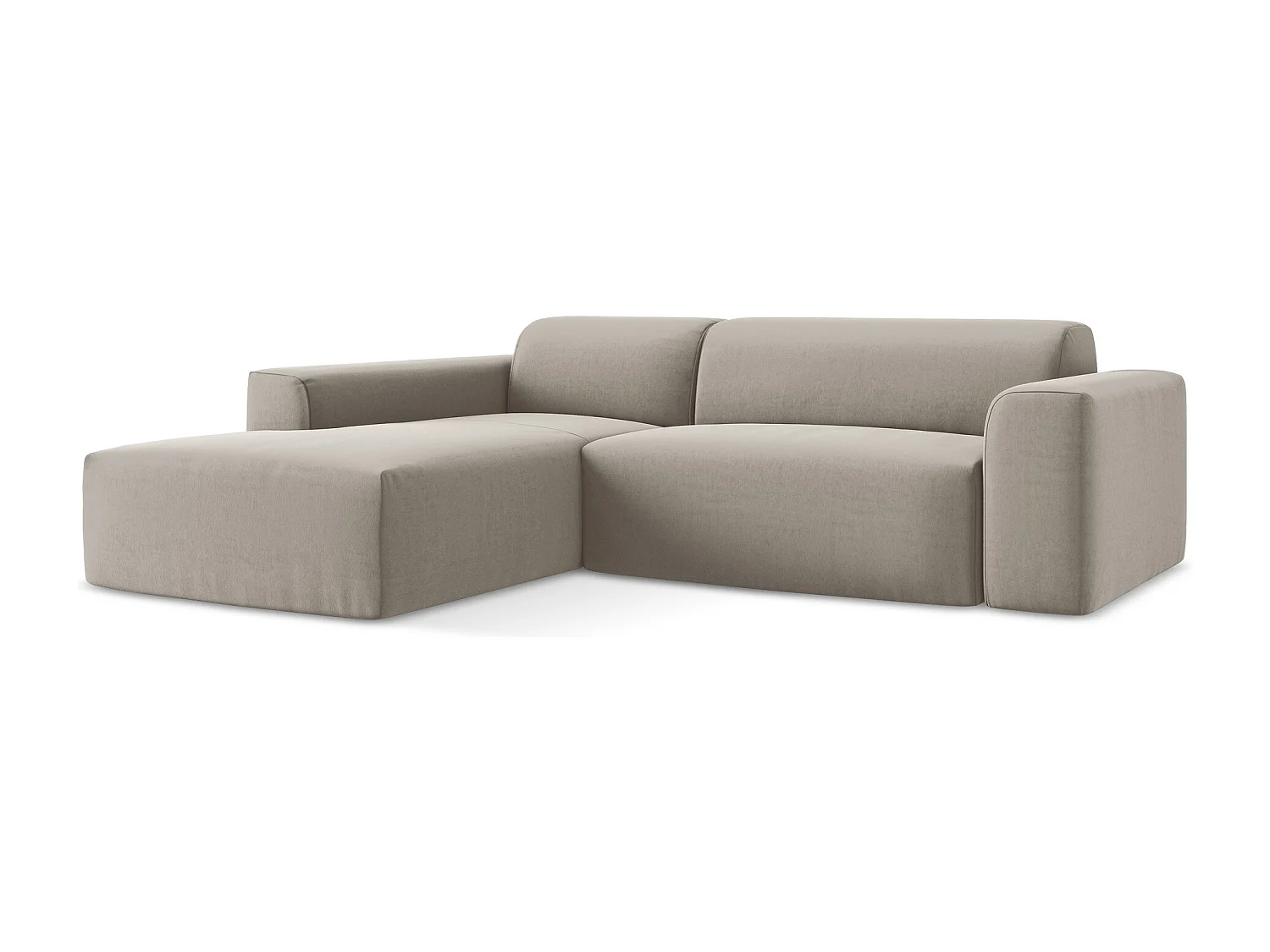 Canapé d'angle 3 places modulaire gauche en velours - taupe - KELI