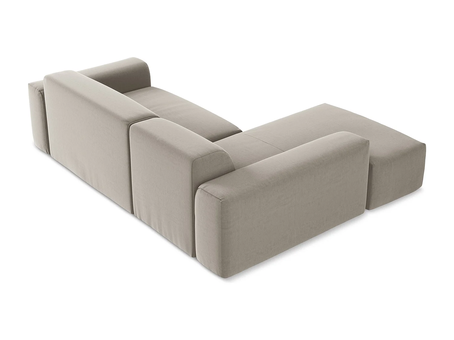 Canapé d'angle 3 places modulaire gauche en velours - taupe - KELI