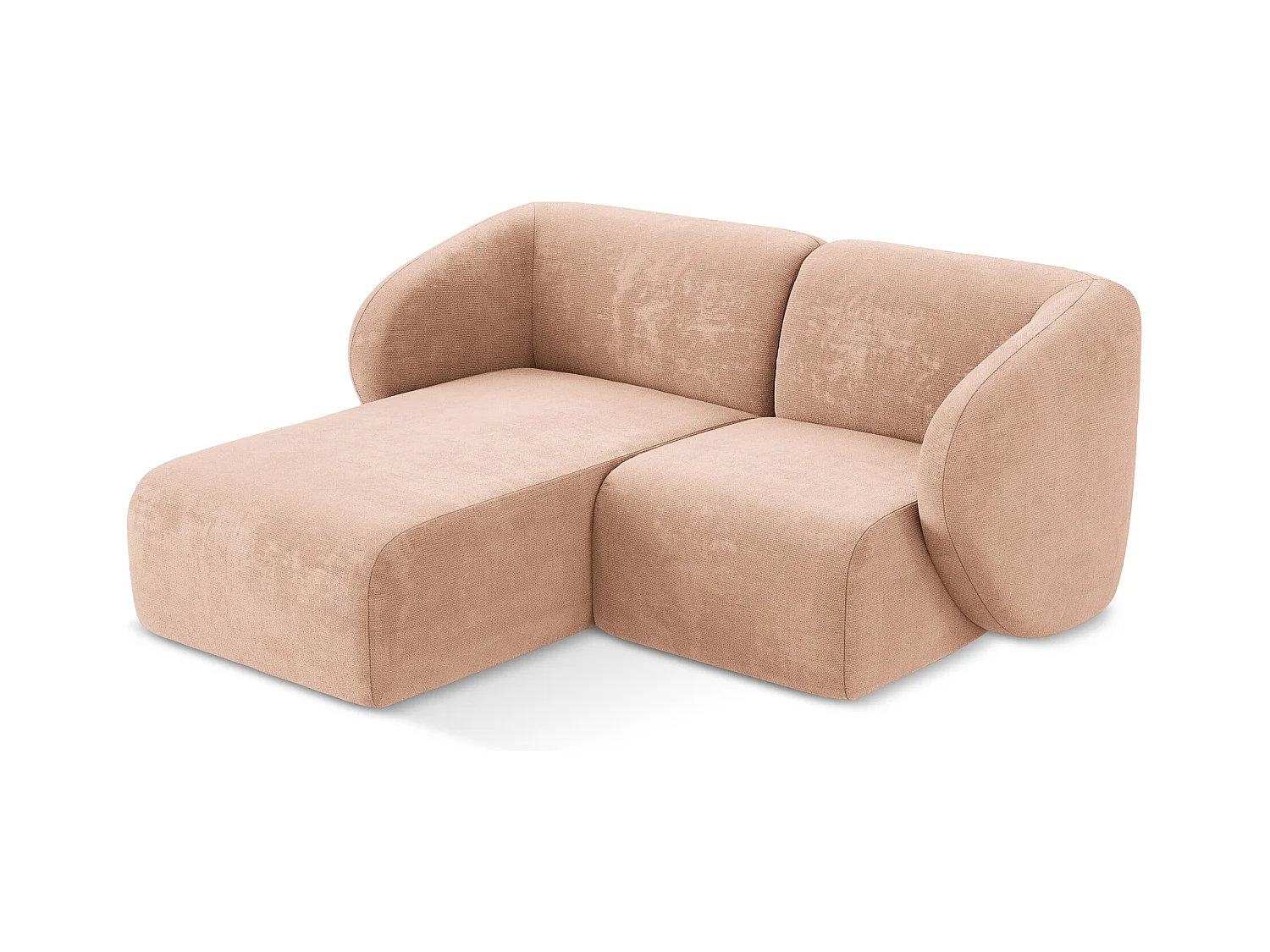 Modulaire hoekbank links van perzik chenille stof - LANI