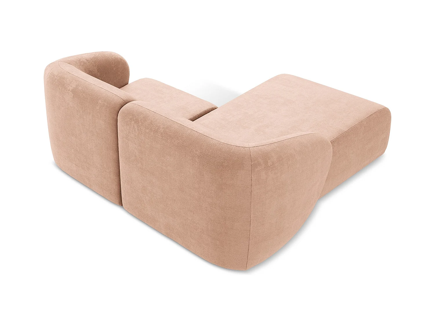 Modulaire hoekbank links van perzik chenille stof - LANI