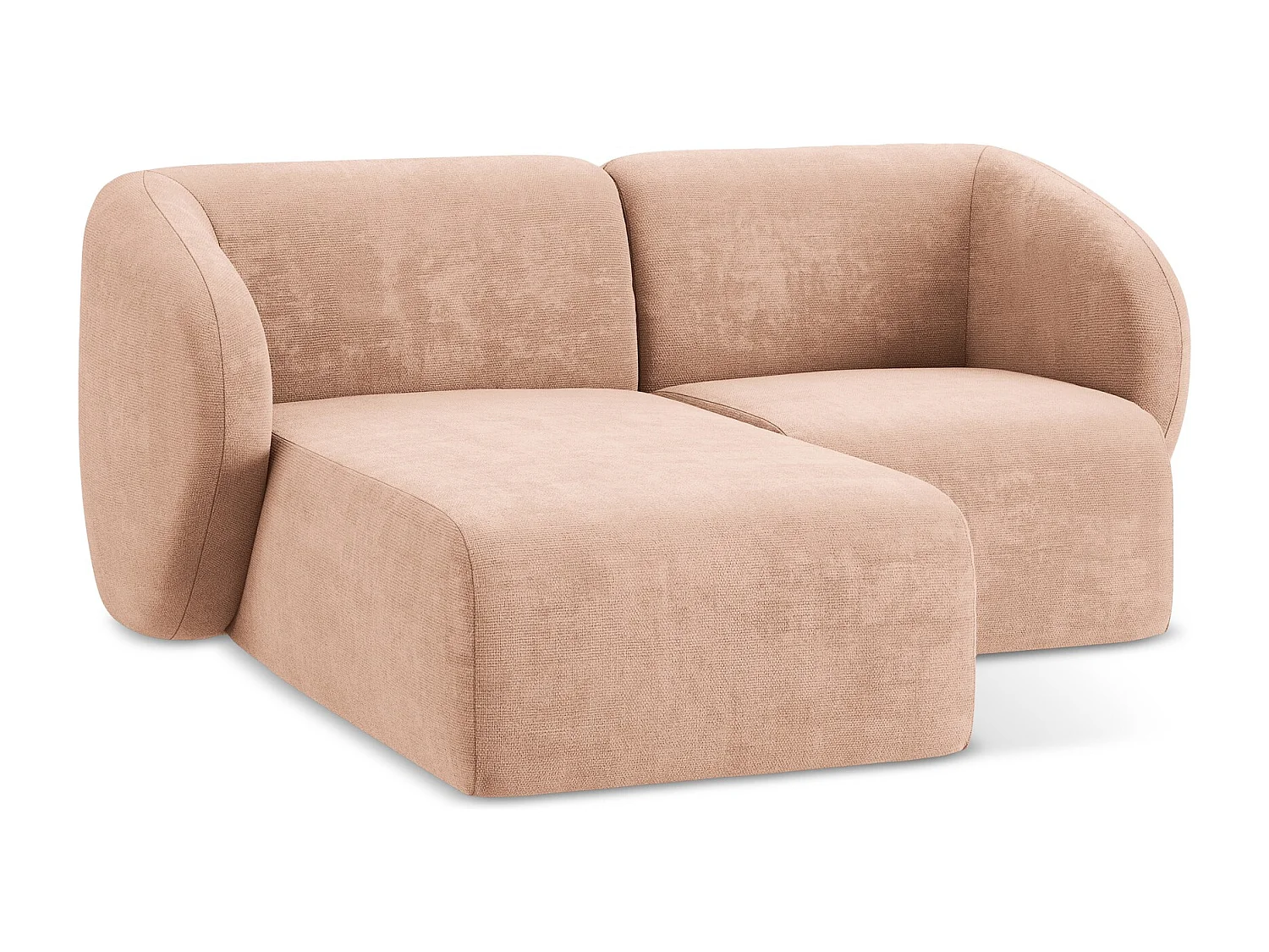 Modulaire hoekbank links van perzik chenille stof - LANI