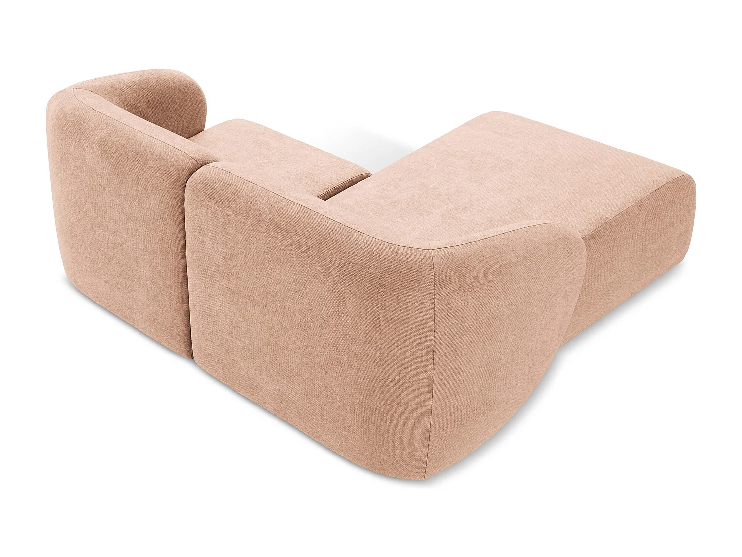 Modulaire hoekbank links van perzik chenille stof - LANI