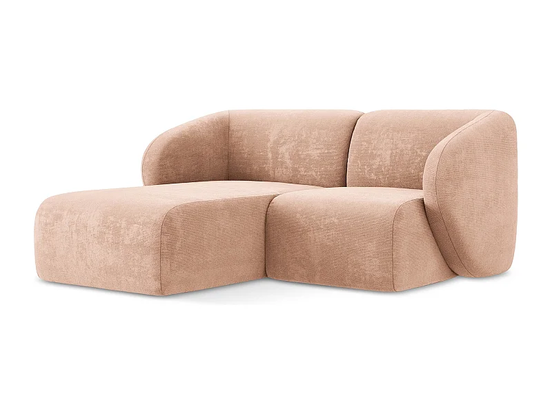 Canapé d'angle 2,5 places modulaire gauche en tissu chenille - pêche - LANI