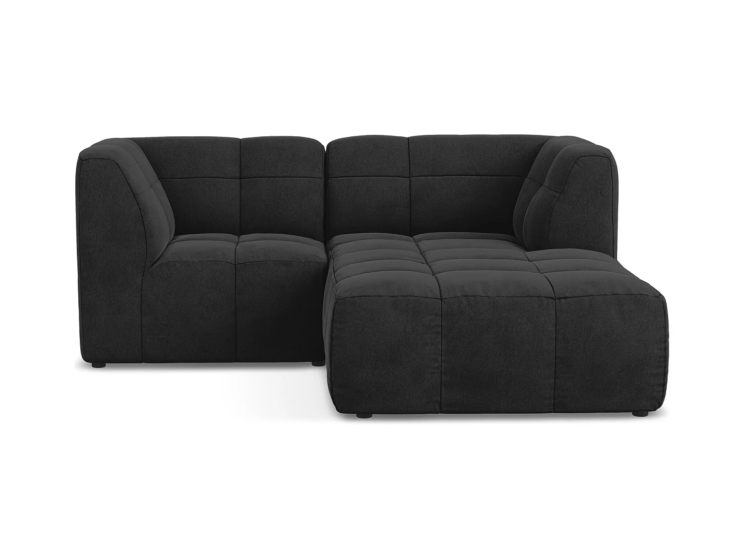 Canapé d'angle 2,5 places modulaire droit en velours - noir - ALOHA