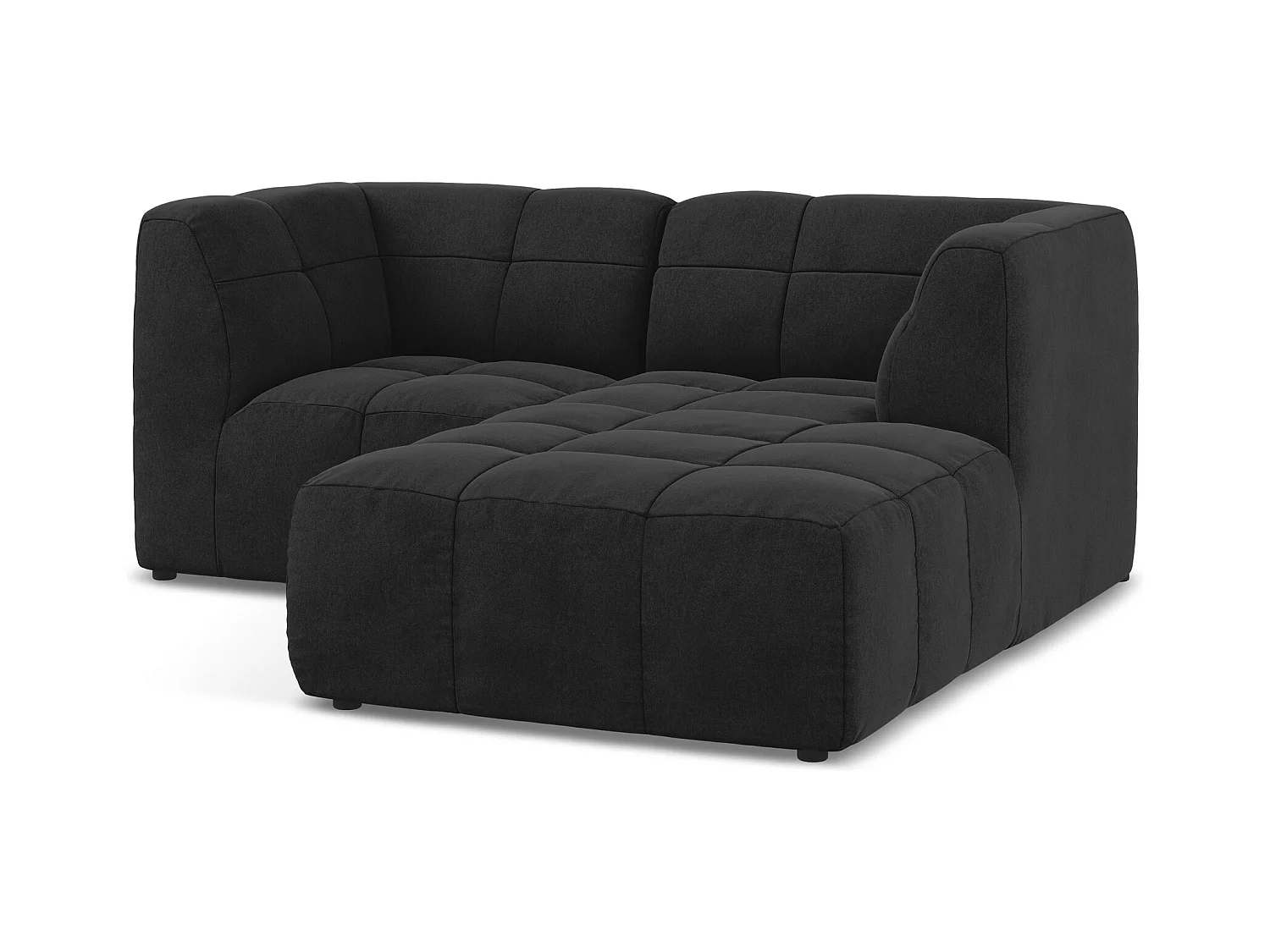 Canapé d'angle 2,5 places modulaire droit en velours - noir - ALOHA