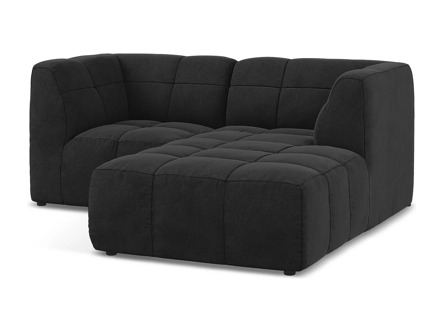 Canapé d'angle 2,5 places modulaire droit en velours - noir - ALOHA