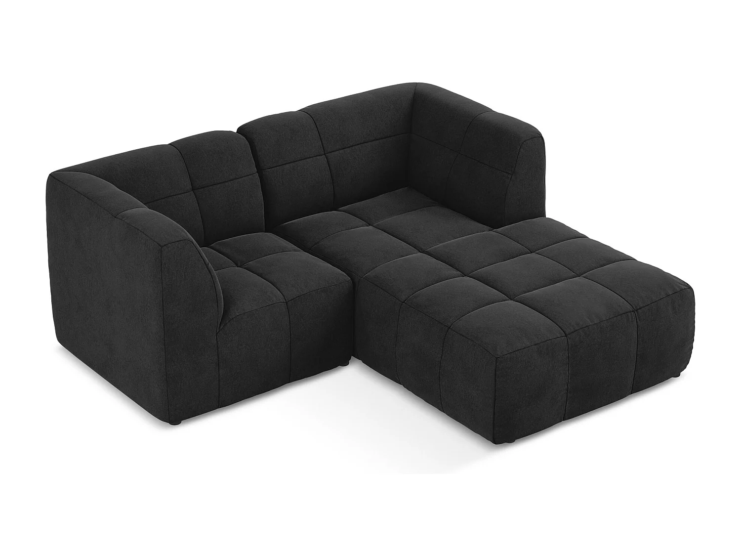 Canapé d'angle 2,5 places modulaire droit en velours - noir - ALOHA