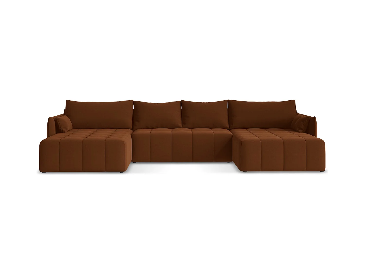 Sofa panoramiczna - z tkaniny welwetowej - terakota - MOKU