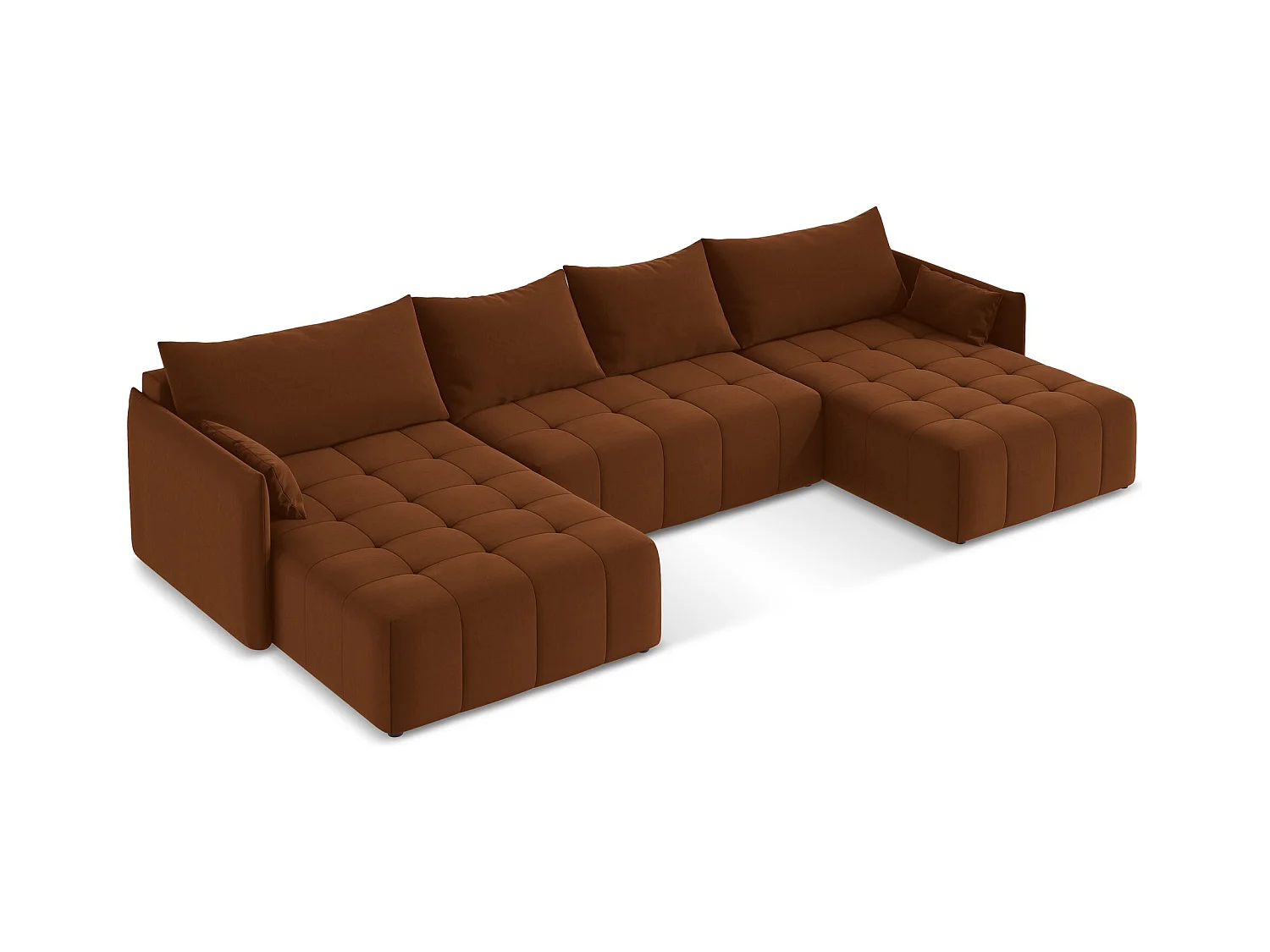 Sofa panoramiczna - z tkaniny welwetowej - terakota - MOKU