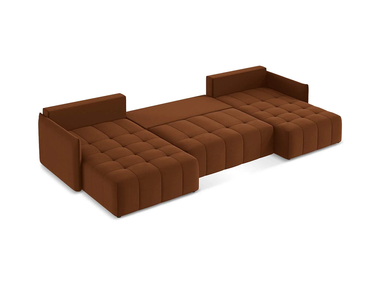 Sofa panoramiczna - z tkaniny welwetowej - terakota - MOKU