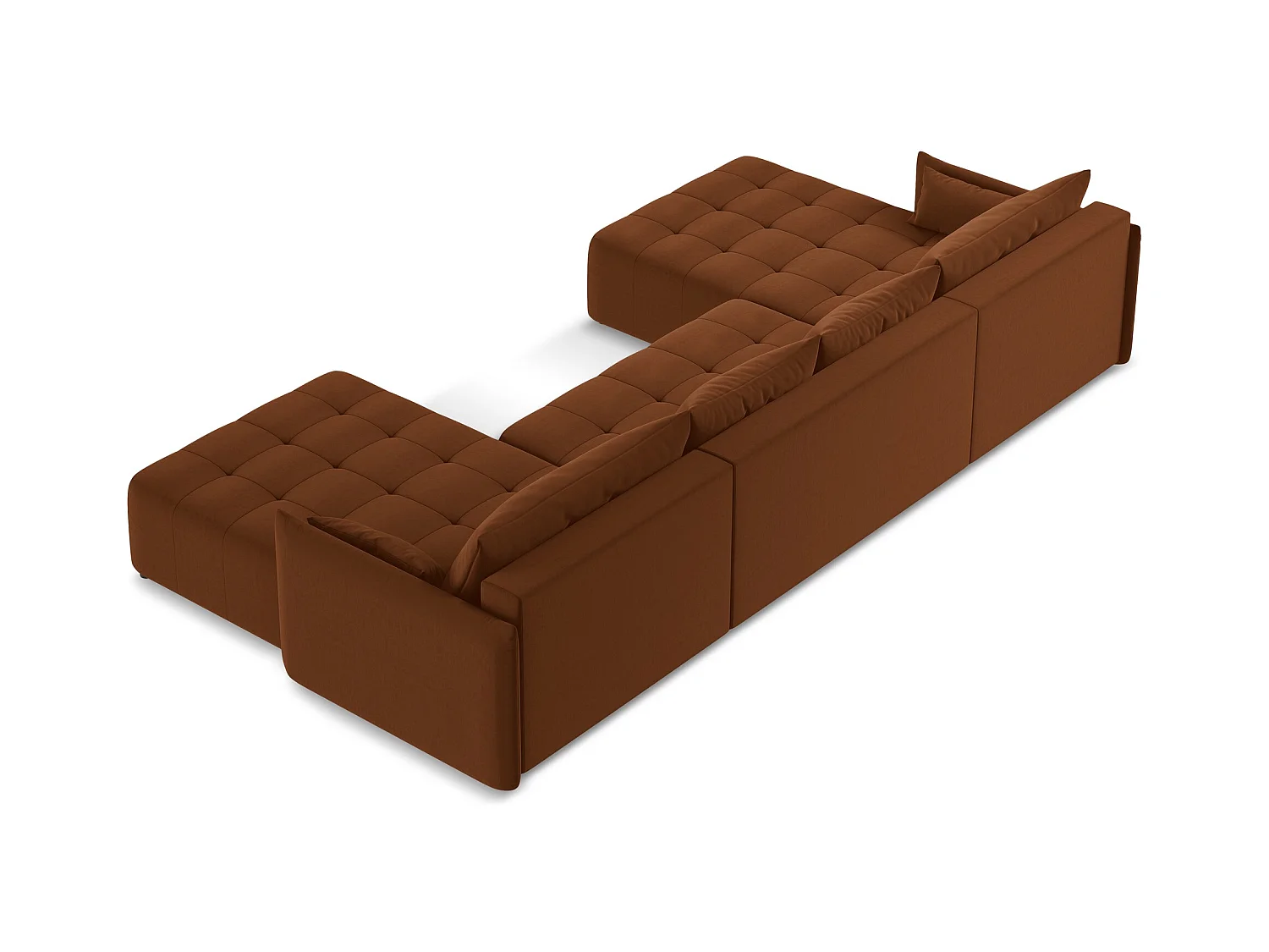 Sofa panoramiczna - z tkaniny welwetowej - terakota - MOKU