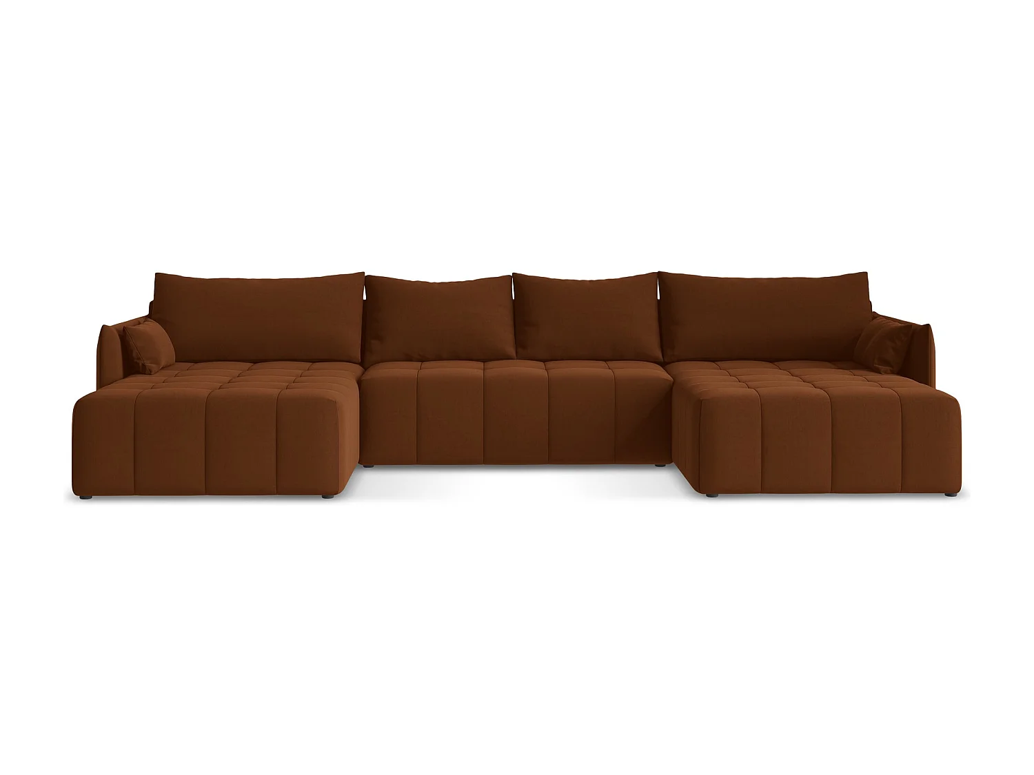 Canapé panoramique 5 places en velours - terre cuite - MOKU