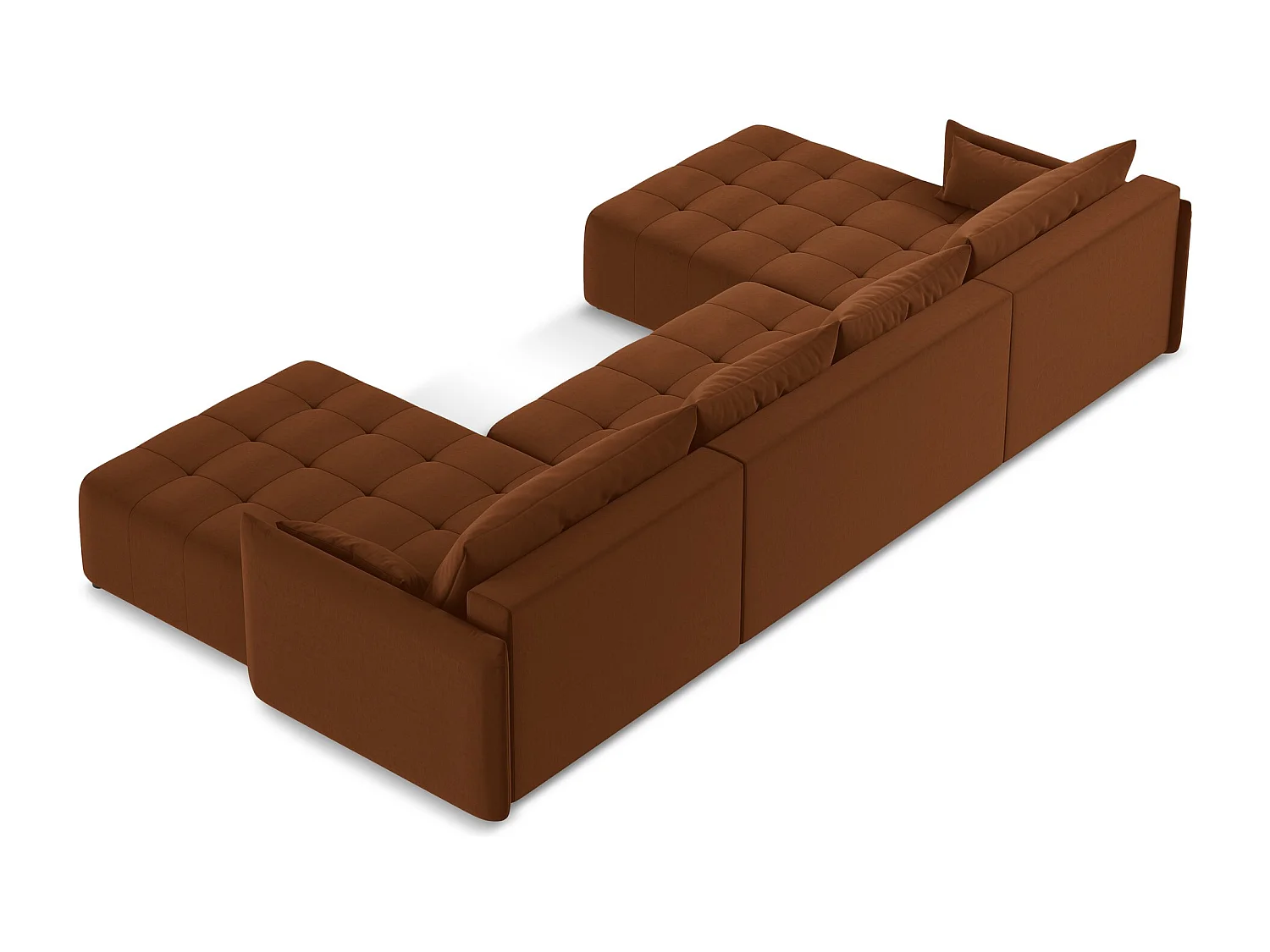 Canapé panoramique 5 places en velours - terre cuite - MOKU